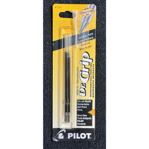 Pilot Dr. Grip Retractable Pen Refill Medium Pt Black Ink 2 Pack 77227